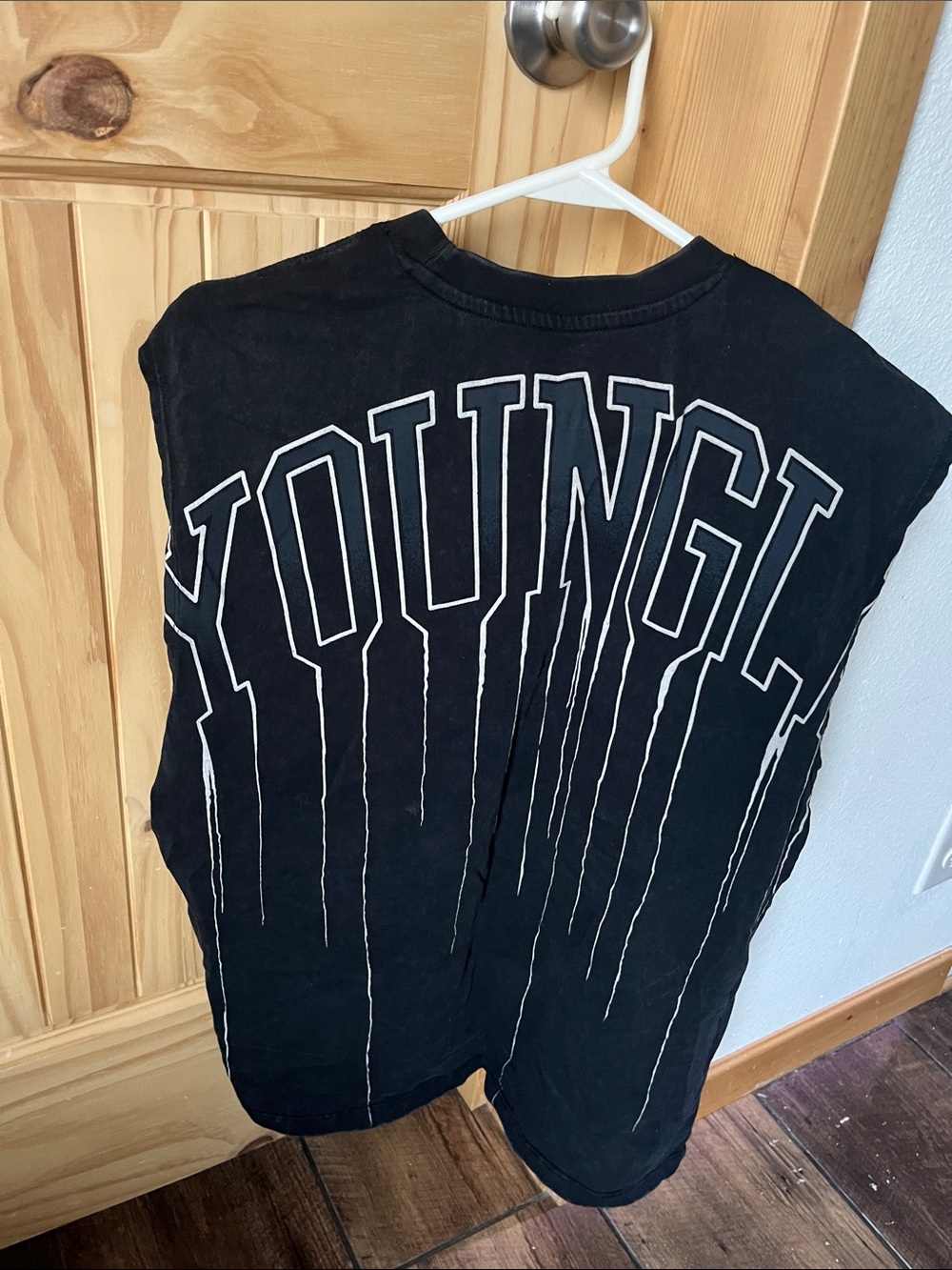 YoungLA Black Graphic Tank Top with White Outline Logo